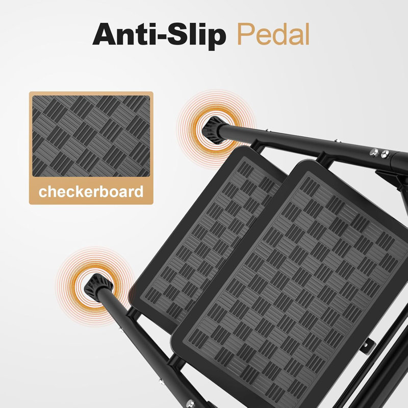 2 Step Ladder, 2 Step Stool For Adults,2 Step Ladder Folding Step Stool With Cushioned Handle Step Ladder With Wide Anti-Slip Pedal Ergonomic Design