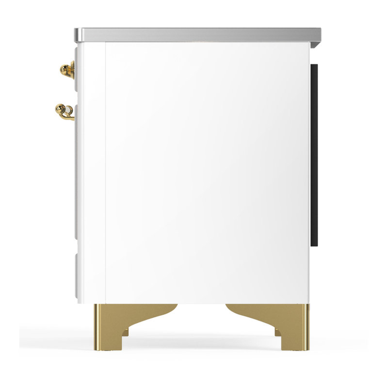 Majestic III Series 40 Inch Induction Range with 6 Induction Elements in Stainless Steel (Brass Trim), White, Brass