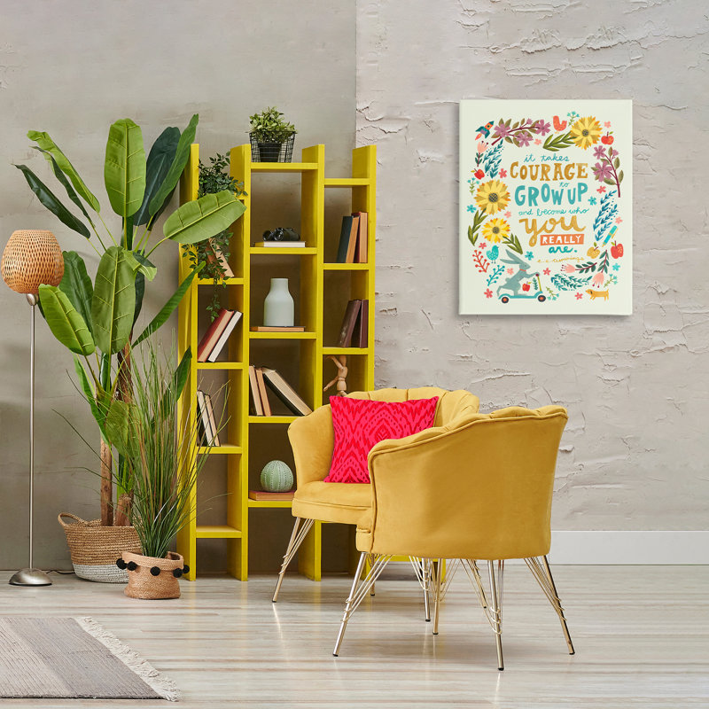Art mural sur toile «Takes Courage Inspiring Florals» par Irene Chan, H 30 po x l 24 po