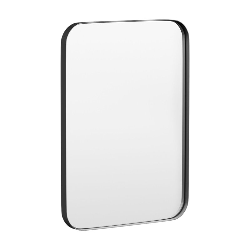 Cozy Design Tempered Glass Framed Wall-Mounted Bathroom Vanity Mirror, 30" x 22", Black, Rectangle
