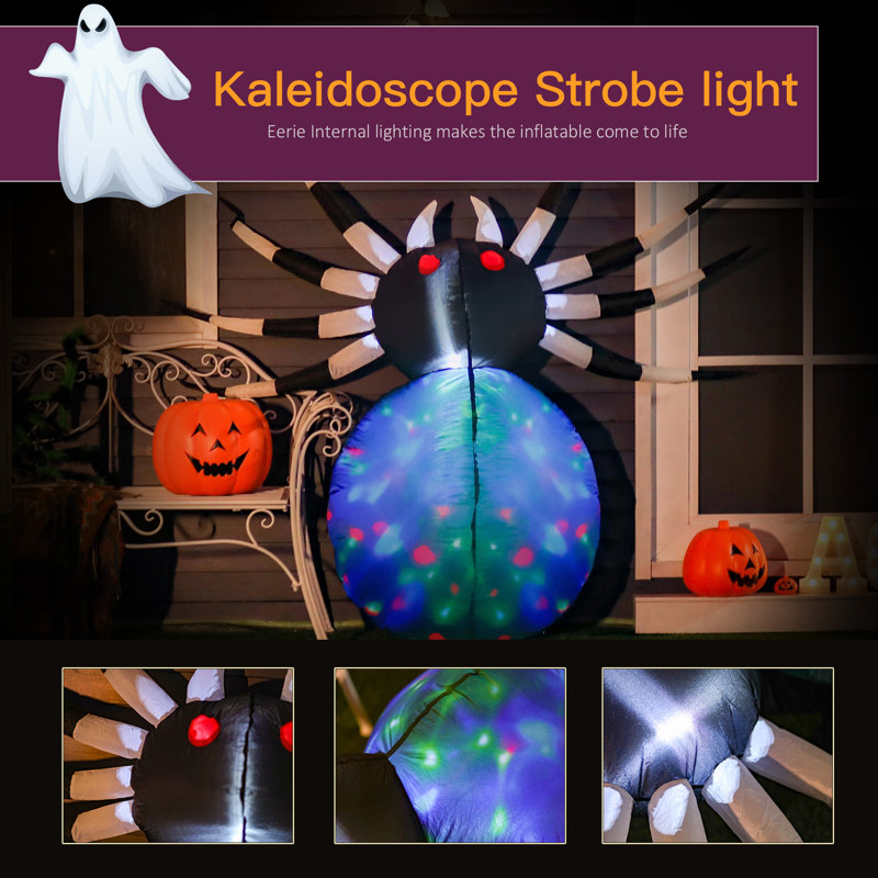 Décoration gonflable lumineuse d'Halloween pour pelouse extérieure de 63 pouces de long