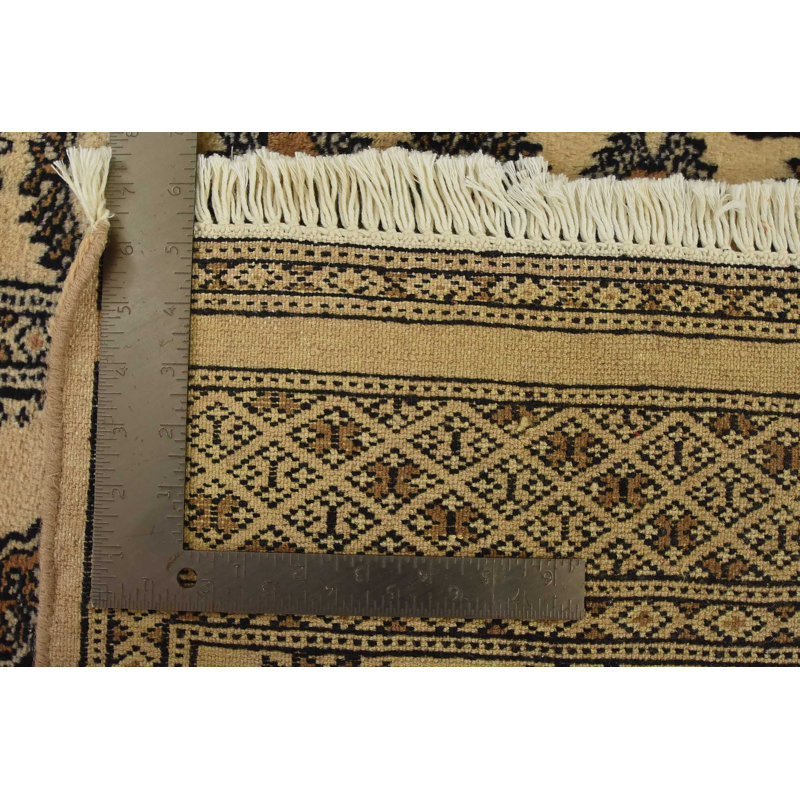 Tapis Bokhara 94 cm x 140 cm, beige, en laine, style tribal, noué à la main, style oriental.