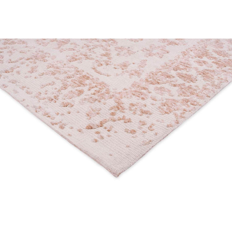 Tapis rose en microfibre tissé à la machine Floral, Rectangle 8 pi 10 po x 12 pi