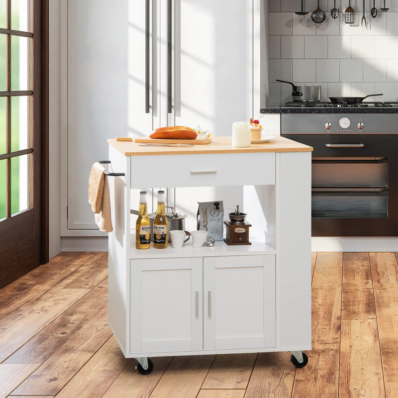 Dyeisha Wood Kitchen Cart, White