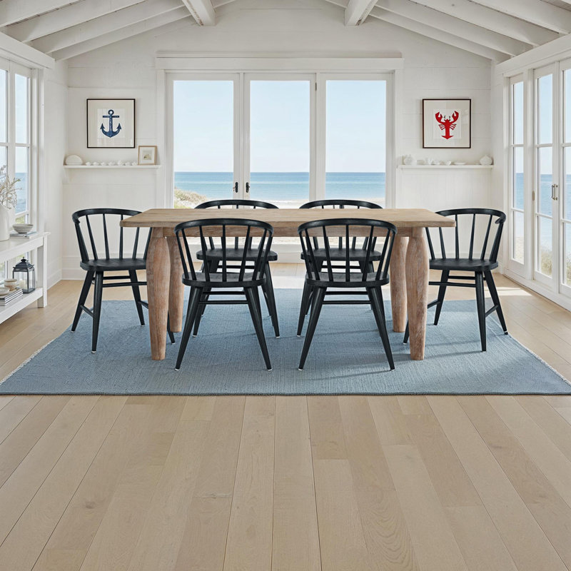 Crumbley Solid Wood Dining Set With Classic Spindle Chairs, Black, 7 Pieces: Table, 6 Chairs
