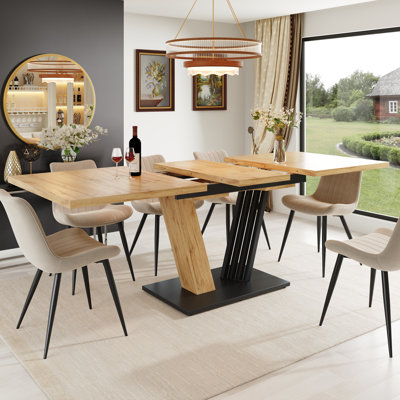 Extendable Metal Base Dining Table