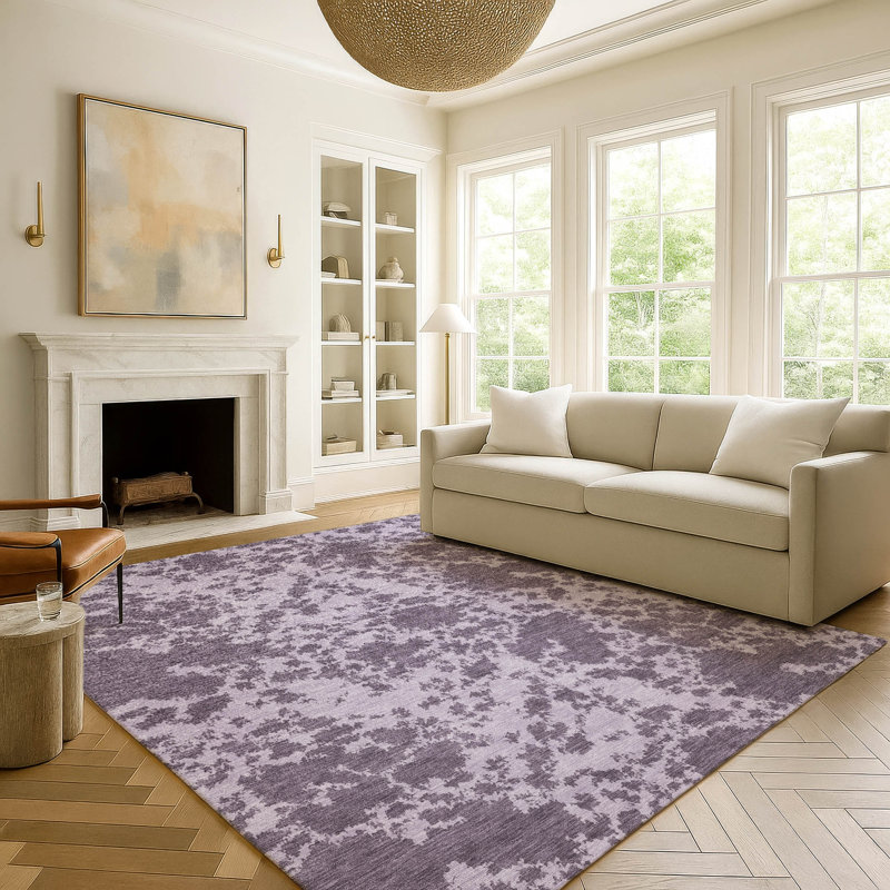 Machine Washable Indoor/Outdoor Chantille ACN2919 Abstract Rug, 10' x 14', Lavender