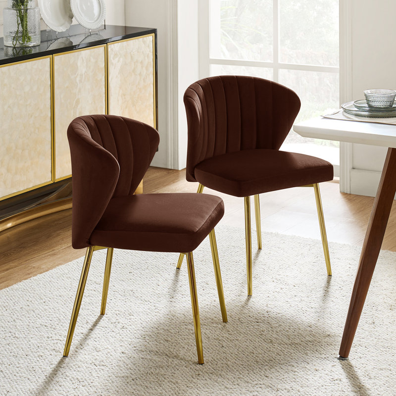 Euclid Modern Tufted Velvet Wingback Dining Chair, Auburn