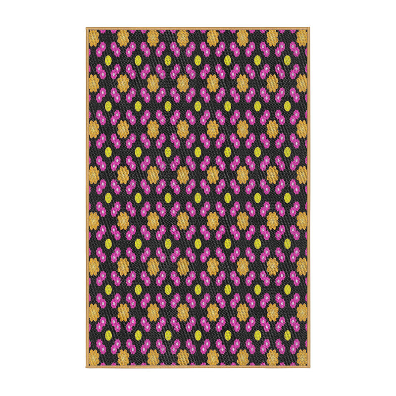 Tapis orange/rose/jaune tissé à la machine, Rectangle 5 pi x 7 pi