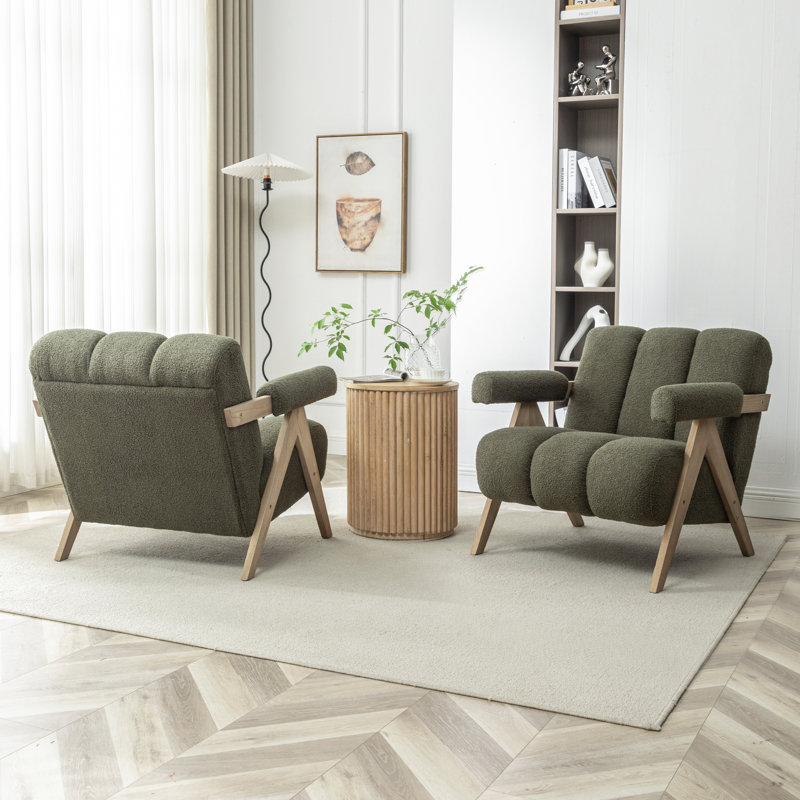 Chenice Upholstered Armchair, Green Polyester