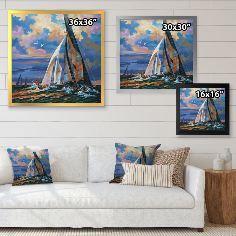 Regatta voiliers arrivant à la finition III - impression sur toile nautique et côtière, H 36 po x l 36 po x P 1 po