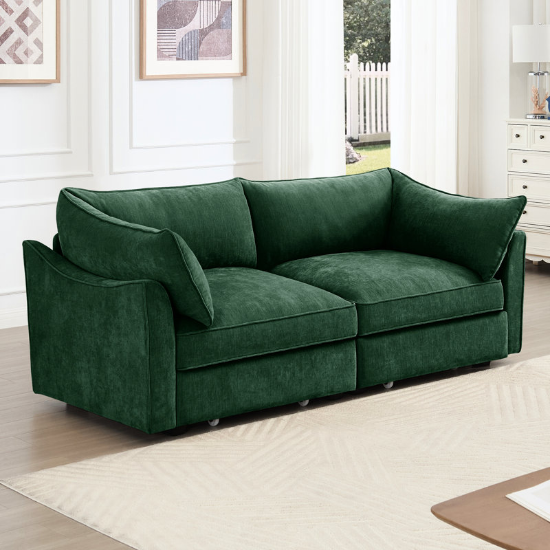 2 places en chenille, rangement escamotable sous les sièges et en forme de croissant pour la petite maison moderne avec décor de tiroirs enveloppants