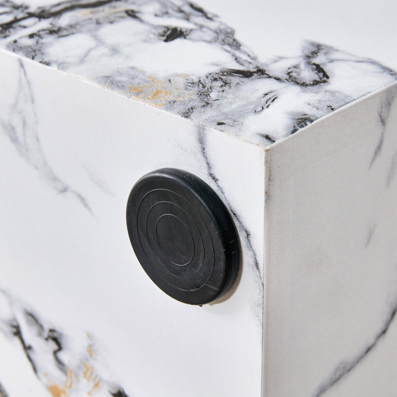 Modern MDF Coffee Table With Marble Pattern, Stylish And Durable Design, White
