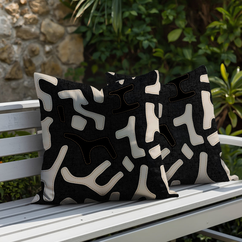 Coussin intérieur / extérieur 2 ensembles Mai, 18 x 18, Noir