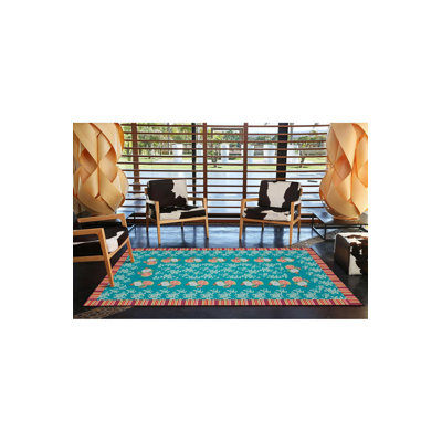 Tapis tissé à motif de fleurs Modern