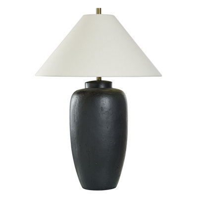 Rosine Table Lamp - Matte Black - White Hardback Shade