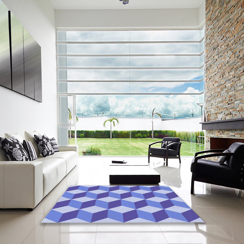 Performance Wool Checkered Indoor Rug, Square 3'