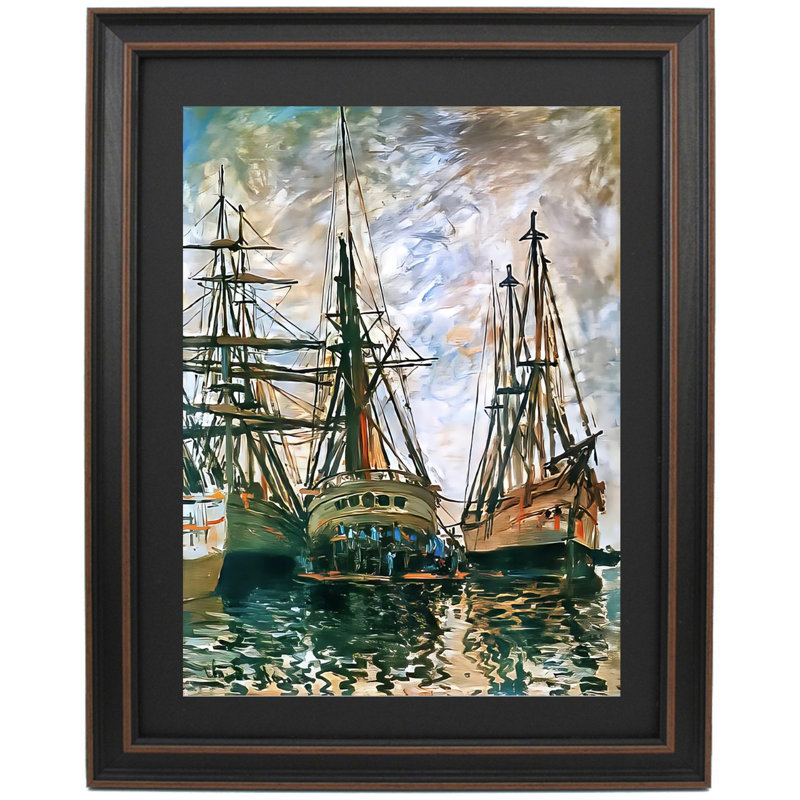 Bateaux en réparation par Claude Monet, H 36 po x l 30 po