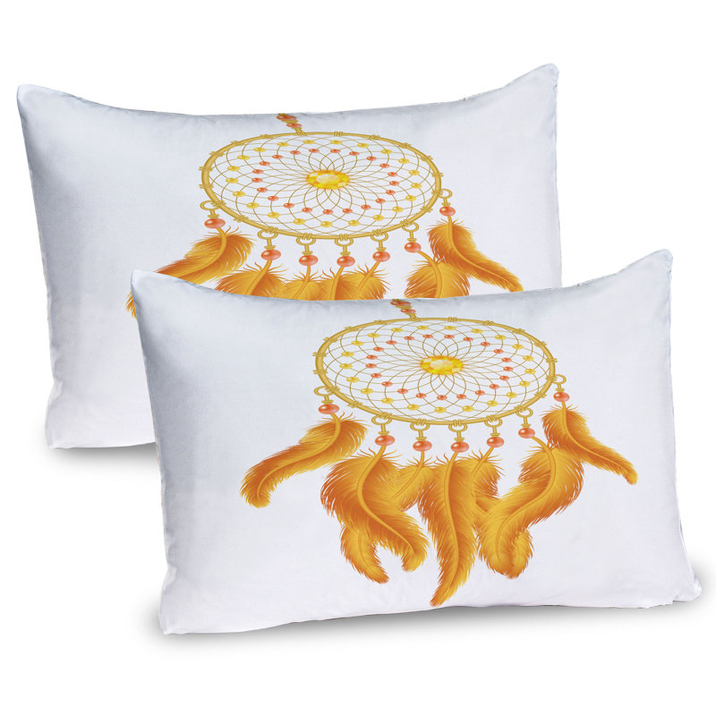 Marigold and White Aztec Dreamcatcher Pillow Shams Set of 2