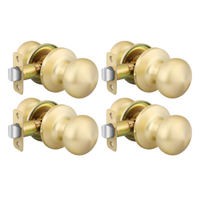 Poignées de porte dorées pour placard, poignées de porte de passage, poignée de porte dorée brossée sans serrure pour couloir, placard (paquet de 4)