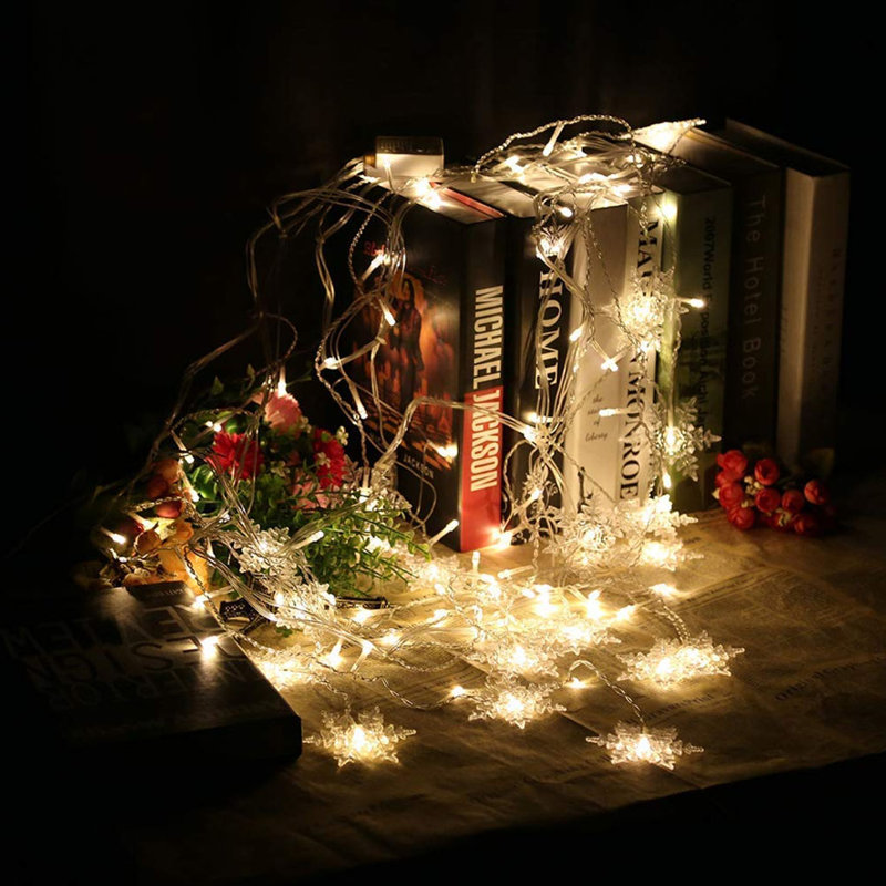 11.5FT 96LED Snowflake String Lights, Warm
