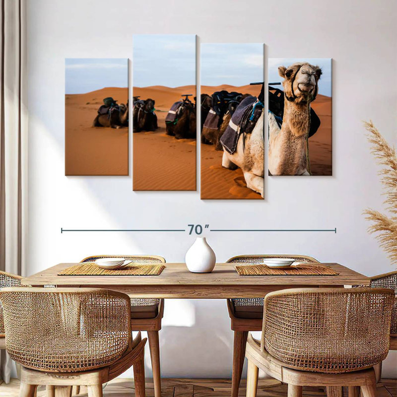 Camels In Morocco, H 42 po x l 68 po