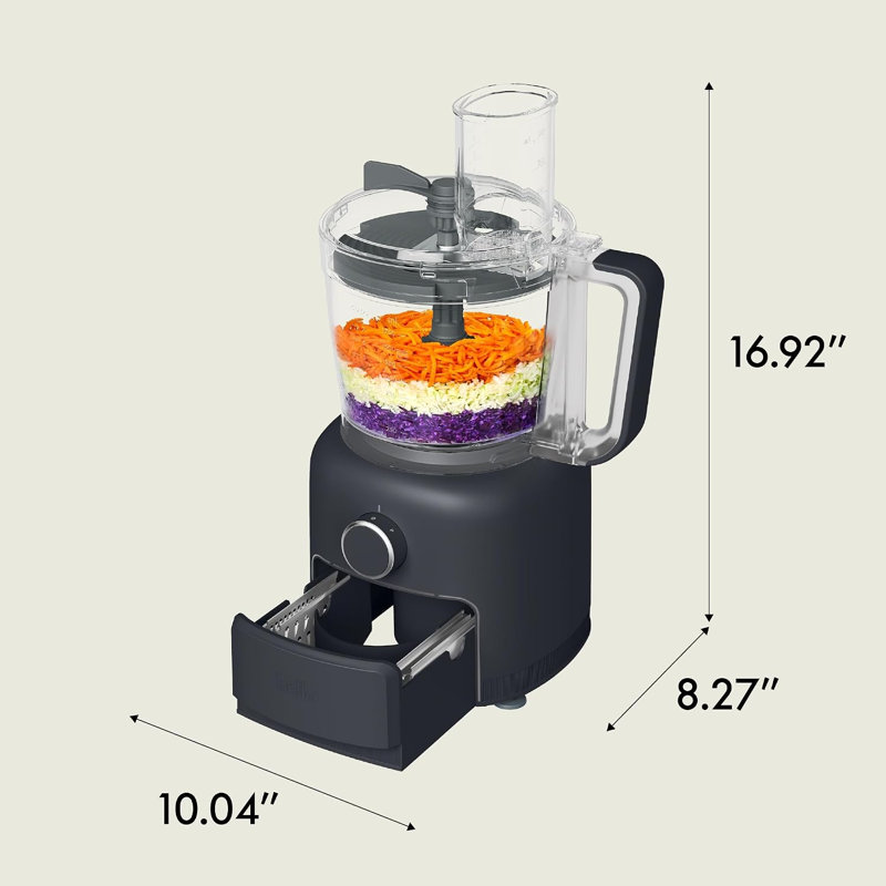 Bella CHOP 10 Cup Food Processor with Built-In Storage, Oatmilk, Ardoise