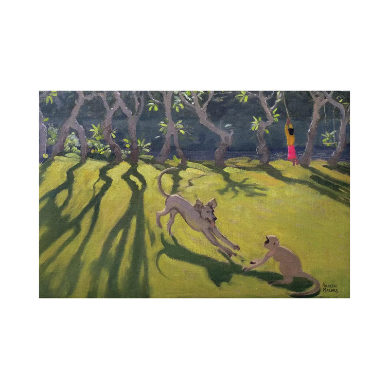 Dog And Monkey, Sri Lanka by Andrew Macara - Wrapped Canvas Painting