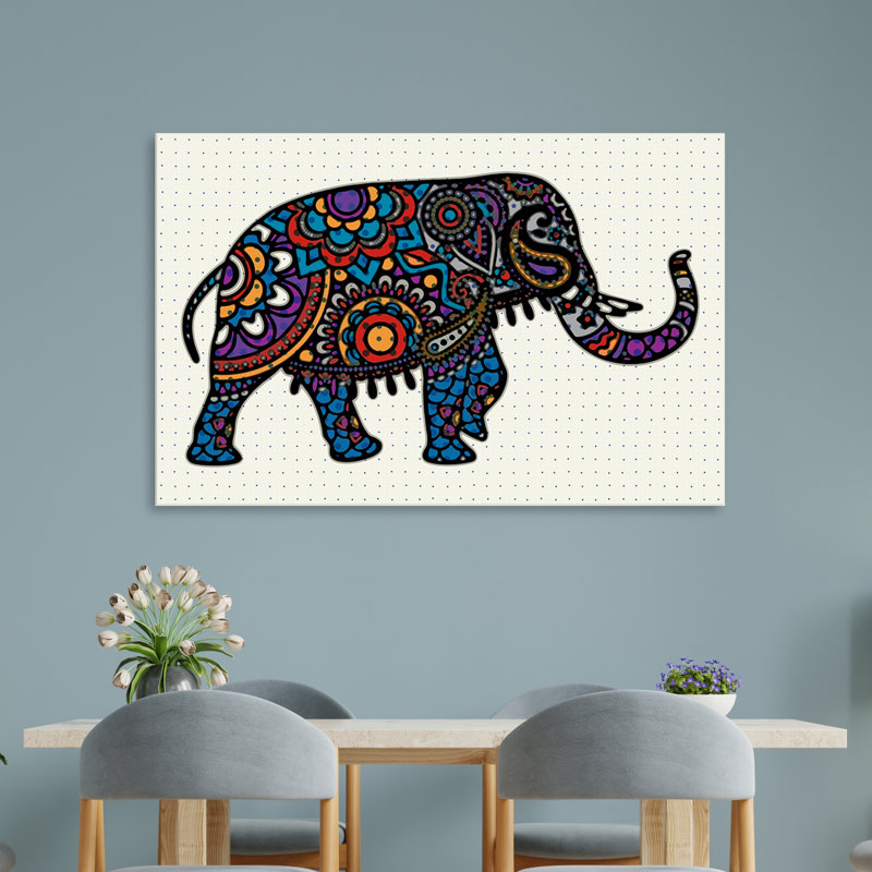 Boho Elephant 707 - Impression sur toile tendue, H 12 po x l 18 po x P 1,5 po