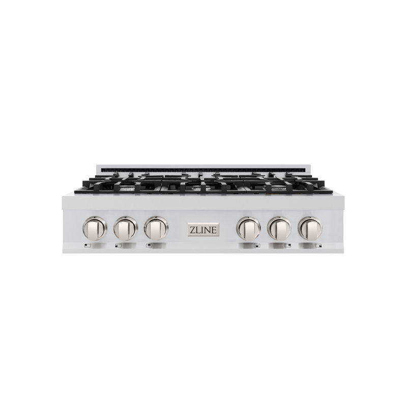 Professional 36" Gas Cooktop with 6 Burners, Stainless Steel