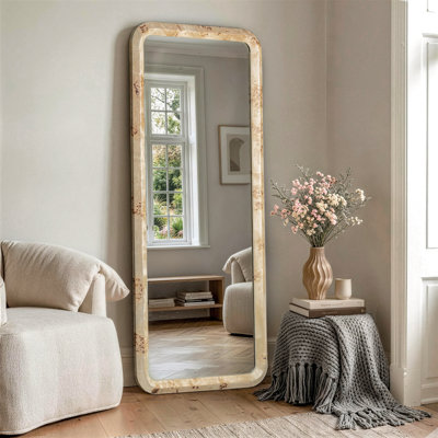 Miroir sur pied pleine longueur de 72 pouces avec cadre en bois massif