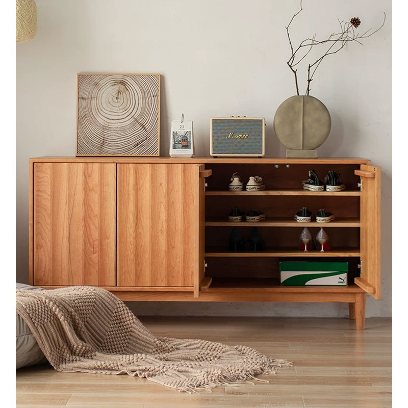 Armoire à chaussures en bois massif de style nordique, H 39,37 po x l 62,99 po x P 14,96 po