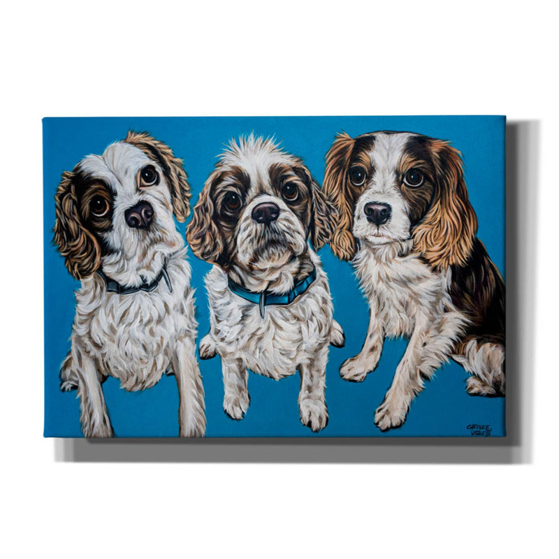 «King Charles Family» par Carolee Vitaletti, H 18 po x l 26 po x P 0,75 po