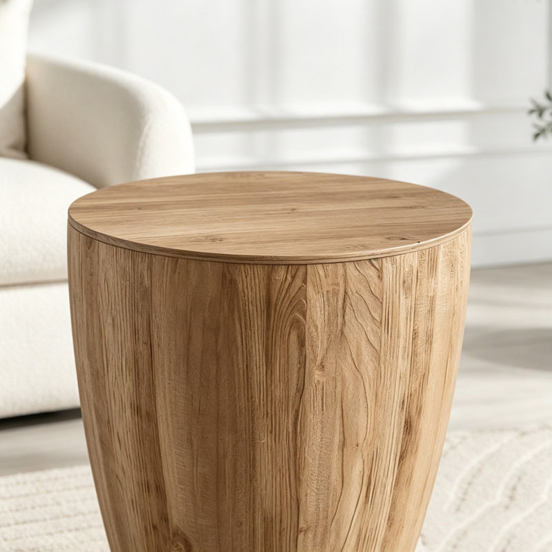 Table basse en forme de seau de style rétro avec rangement, 21,38 lb, Naturel