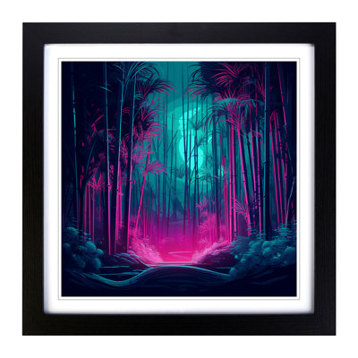 Bamboo Forest Neon Art - Framed Print