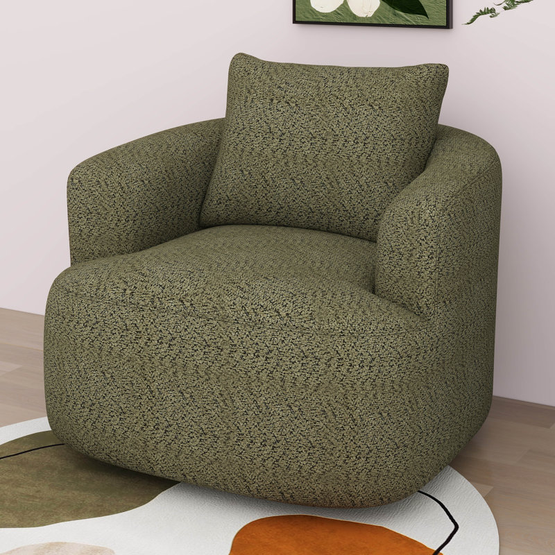 Fauteuil pivotant rembourré à accoudoirs rembourrés Modern, Vert