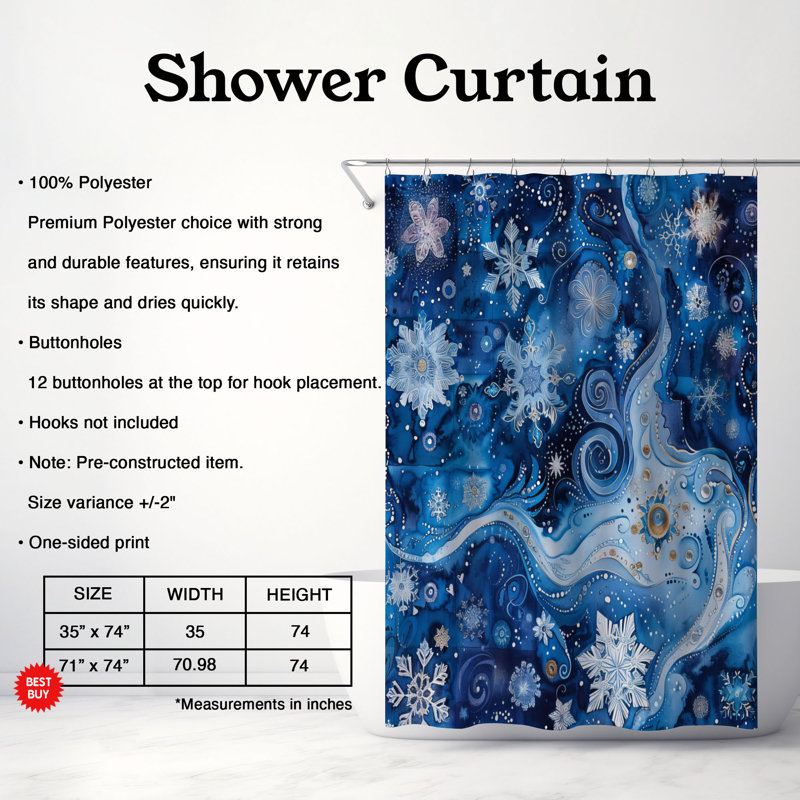 Rideau de douche Frozen Blooms - Premium, H 74 po x l 71 po