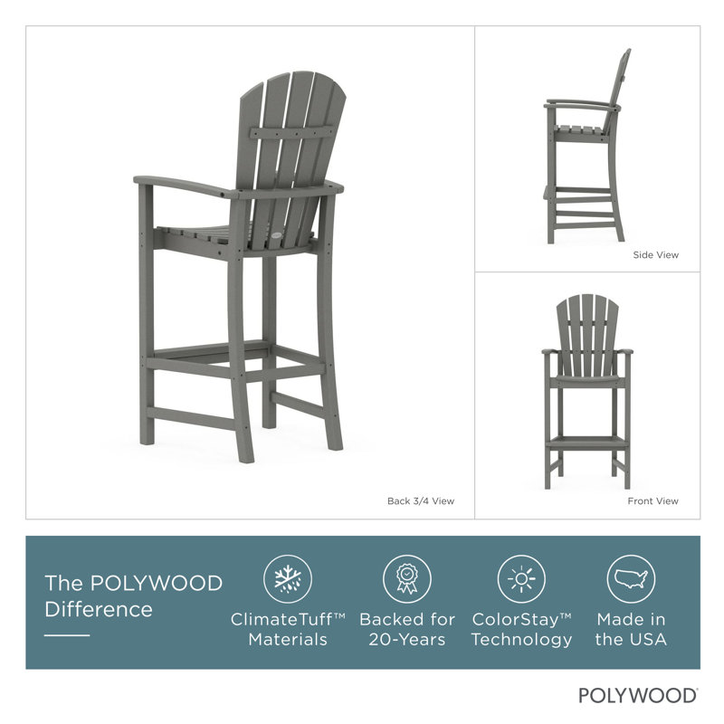 Chaise de bar POLYWOOD Palm Coast, Gris ardoise
