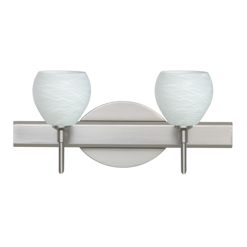 Éclairage pour meuble-lavabo 2 lumières Muehlebach, Nickel satiné, Opale matte, Incandescent