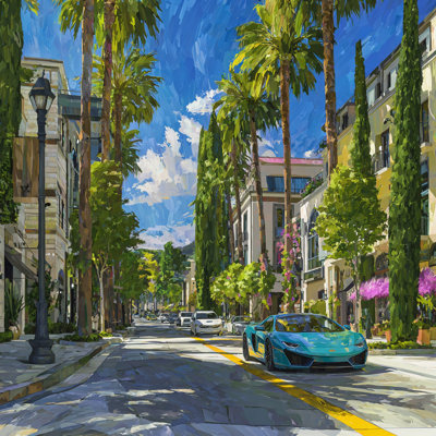 Palm Boulevard Drive Wrapped Canvas Wall Art