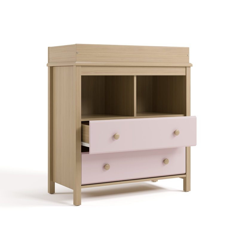Driftwood and Blush 2-Drawer Changing Table Dresser