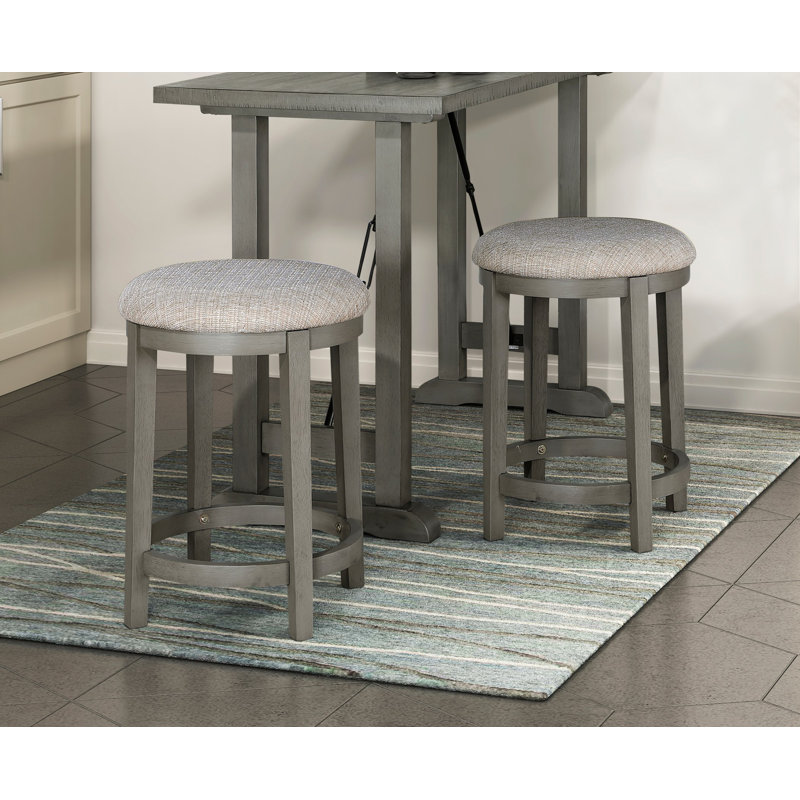 Ensemble de 2 tabourets à hauteur de comptoir gris clair avec siège rembourré en mousse et design industriel