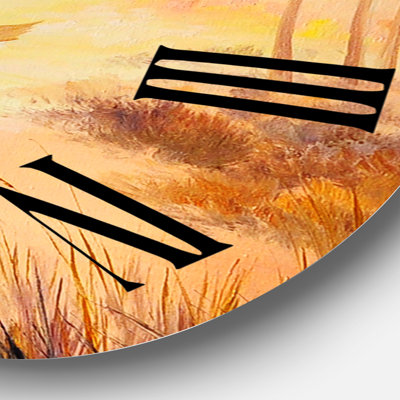 Three Cranes Flying Through Sunset - Traditional wall clock