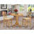 3 Piece Counter Set for Small Spaces Contains a Round Dining Room Table with Pedestal and 2 Linen Fabric Chairs, Oak-568620602-616295923