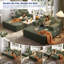 Ensemble de méridienne 2 pièces luxueux en velours côtelé, canapé-lit convertible 2 en 1 avec coussins et pochette de rangement-1501748272