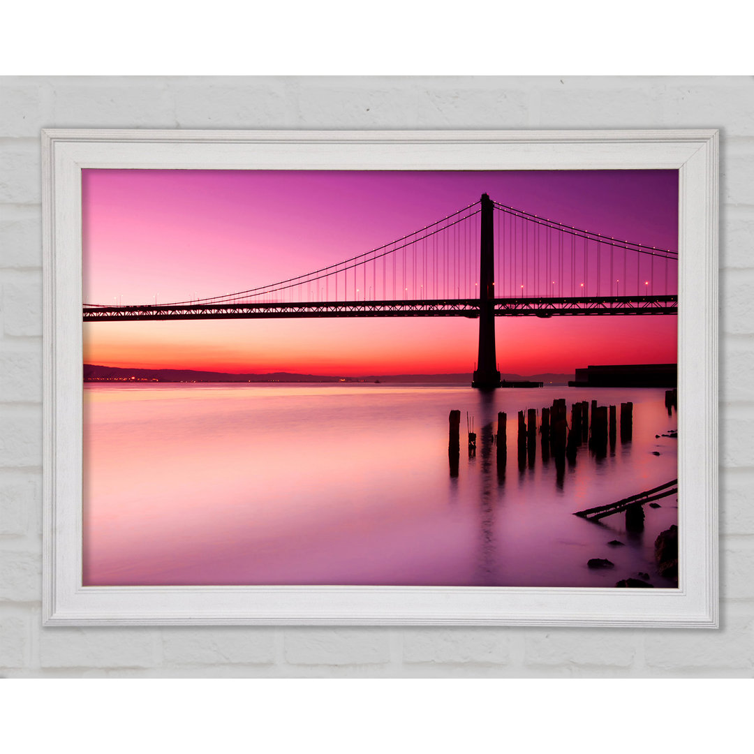 Gerahmtes Leinwandbild Golden Gate Bridge Pink Serene