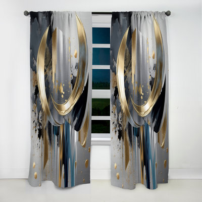 Abstract Shapes And Lines I - Abstract Marble Curtain - Blackout Marble Curtain - 1 Panels