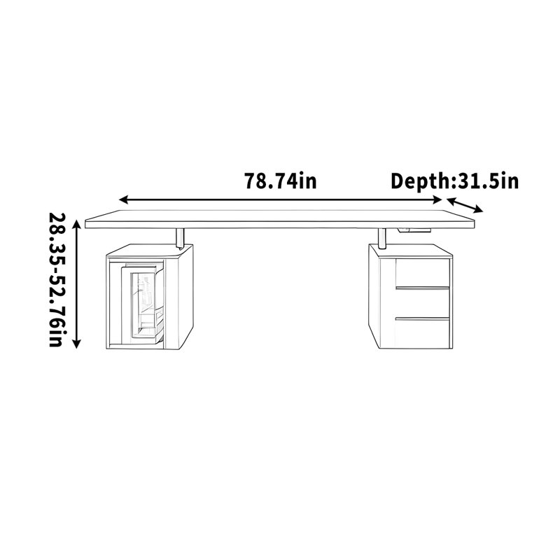 Bureau intelligent à hauteur réglable pour apprendre, H 52,76 po x l 78,74 po x P 31,50 po