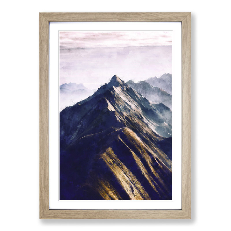 Mountain Ridge in Switzerland - Picture Frame Painting Print, 63cm H x 45cm W x 2cm D, Oak Framed