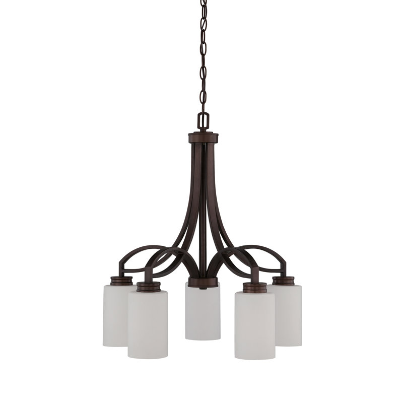 Lustre traditionnel 5 lumières à abat-jour Habibatou, Bronze
